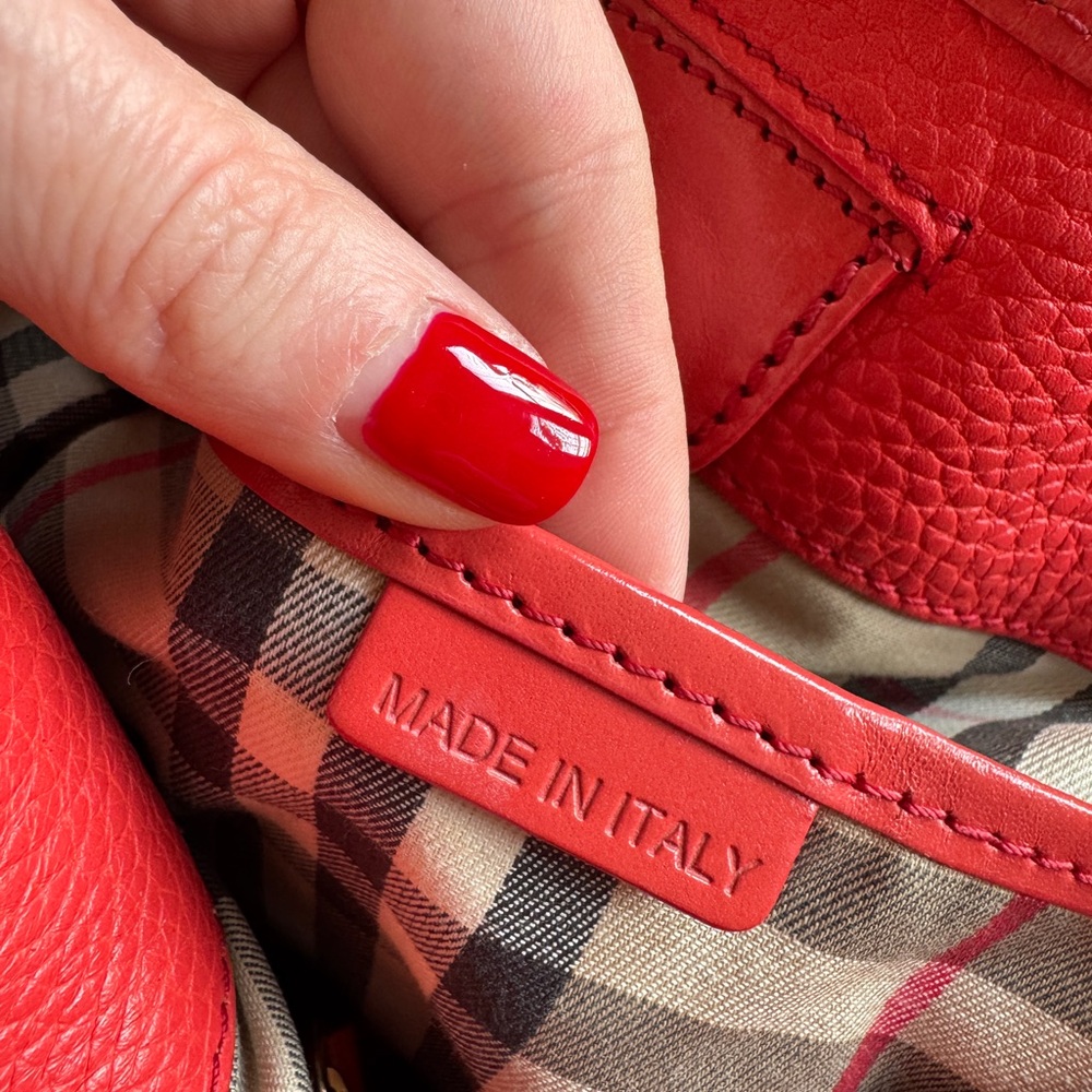 Burberry - Red Pebbled Leather Shoulder Bag (Canterbury) - Picture 2 of 6